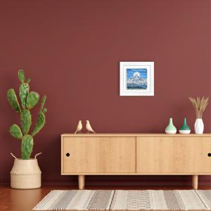 Lupia - Quadro moderno con paesaggi e localismi italiani, Ceramica e Stampa Rilievo, Cornice Legno Shabby Modern bianca, Decorazione Parete, Quadretti Soggiorno, 29x29 cm, TORINO SUPERGA TRAMONTO BLU del brand Lupia, categoria: Arredo e decorazioni > Quadri e Tele > Quadri su ceramica, disponibile su Vorreishop.