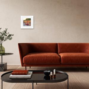 Lupia - Quadro moderno con paesaggi e localismi italiani, Ceramica e Stampa Rilievo, Cornice Legno Shabby Modern bianca, Decorazione Parete, Quadretti Soggiorno, 29x29 cm, GENOVA COSTA del brand Lupia, categoria: Arredo e decorazioni > Quadri e Tele > Quadri città e Localismi, disponibile su Vorreishop.