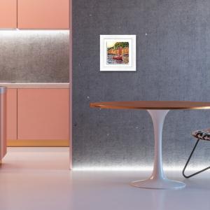 Lupia - Quadro moderno con paesaggi e localismi italiani, Ceramica e Stampa Rilievo, Cornice Legno Shabby Modern bianca, Decorazione Parete, Quadretti Soggiorno, 29x29 cm, GENOVA COSTA del brand Lupia, categoria: Arredo e decorazioni > Quadri e Tele > Quadri città e Localismi, disponibile su Vorreishop.