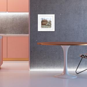 Lupia - Quadro moderno con paesaggi e localismi italiani, Ceramica e Stampa Rilievo, Cornice Legno Shabby Modern bianca, Decorazione Parete, Quadretti Soggiorno, 29x29 cm, GENOVA PIAZZA FERRARI del brand Lupia, categoria: Arredo e decorazioni > Quadri e Tele > Quadri città e Localismi, disponibile su Vorreishop.