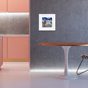 Lupia - Quadro moderno con paesaggi e localismi italiani, Ceramica e Stampa Rilievo, Cornice Legno Shabby Modern bianca, Decorazione Parete, Quadretti Soggiorno 29x29 cm MILANO FONTANA PIAZZA CASTELLO del brand Lupia, categoria: Arredo e decorazioni > Quadri e Tele > Quadri città e Localismi, disponibile su Vorreishop.