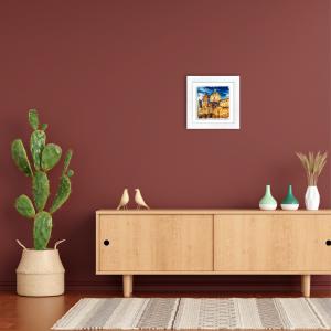 Lupia - Quadro moderno con paesaggi e localismi italiani, Ceramica e Stampa Rilievo, Cornice Legno Shabby Modern bianca, Decorazione Parete, Quadretti Soggiorno 29x29 cm BRESCIA DUOMO NUOVO E VECCHIO del brand Lupia, categoria: Arredo e decorazioni > Quadri e Tele > Quadri su ceramica, disponibile su Vorreishop.