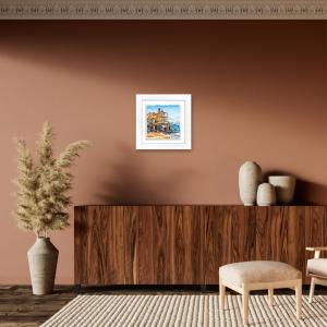 Lupia - Quadro moderno con paesaggi e localismi italiani, Ceramica e Stampa Rilievo, Cornice Legno Shabby Modern bianca, Decorazione Parete, Quadretti Soggiorno, 29x29 cm, NAPOLI PORTOFINO SPIAGGIA del brand Lupia, categoria: Arredo e decorazioni > Quadri e Tele > Quadri su ceramica, disponibile su Vorreishop.