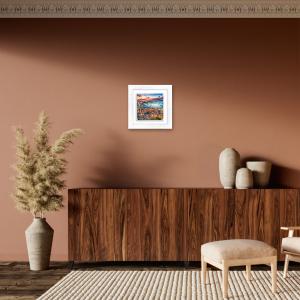 Lupia - Quadro moderno con paesaggi e localismi italiani, Ceramica e Stampa Rilievo, Cornice Legno Shabby Modern bianca, Decorazione Parete, Quadretti Soggiorno, 29x29 cm, NAPOLI GOLFO DI SERA del brand Lupia, categoria: Arredo e decorazioni > Quadri e Tele > Quadri città e Localismi, disponibile su Vorreishop.