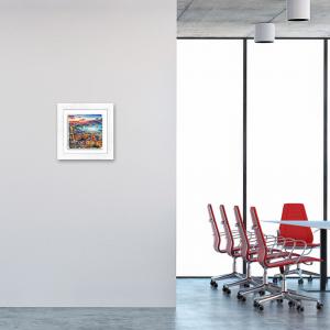 Lupia - Quadro moderno con paesaggi e localismi italiani, Ceramica e Stampa Rilievo, Cornice Legno Shabby Modern bianca, Decorazione Parete, Quadretti Soggiorno, 29x29 cm, NAPOLI GOLFO DI SERA del brand Lupia, categoria: Arredo e decorazioni > Quadri e Tele > Quadri città e Localismi, disponibile su Vorreishop.