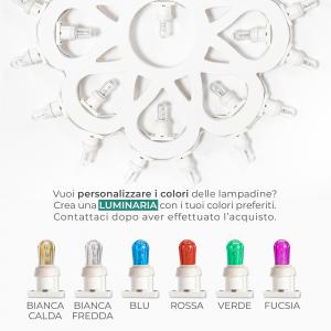 Lampada da parete in Legno LUMINARIA SAN ROCCO 49x49 cm decorazione d'arredo pugliese 8 lampadine colorate del brand Lupia, categoria: Artigianato salentino > Luminarie Salentine > Luminaria, disponibile su Vorreishop.