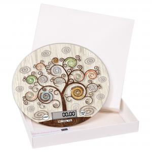 Lupia - Bilancia Digitale da Cucina in Vetro Temperato decorato TREE Albero della Vita D.18,5 cm, Idea Regalo scatola bianca, Display LED, Design Elegante Bomboniera, batteria CR2032, Made in Italy del brand Lupia, categoria: Tavola e cucina > Accessori per la Cucina > Bilance Digitali, disponibile su Vorreishop.