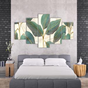 Lupia - Quadro moderno 5 pezzi su tela pvc, Grande Vogue, GREEN FLOWERS, 105x160 cm, Stampe ad alta risoluzione, Facili da appendere, Ideale per soggiorno, camera da letto, Made in Italy del brand Lupia, categoria: Arredo e decorazioni > Quadri e Tele > Quadri su tela, disponibile su Vorreishop.