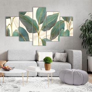 Lupia - Quadro moderno 5 pezzi su tela pvc, Grande Vogue, GREEN FLOWERS, 105x160 cm, Stampe ad alta risoluzione, Facili da appendere, Ideale per soggiorno, camera da letto, Made in Italy del brand Lupia, categoria: Arredo e decorazioni > Quadri e Tele > Quadri su tela, disponibile su Vorreishop.