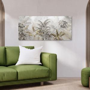 Lupia - Quadro moderno su Tela Canvas DEEP 65x143 cm GOLD TROPICAL, Tela Cotone, Stampa, Made in Italy, Telaio in Legno, casa, soggiorno, capezzale camera da letto, hotel, ufficio del brand Lupia, categoria: Arredo e decorazioni > Quadri e Tele > Quadri su tela, disponibile su Vorreishop.