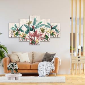Lupia - Quadro Moderno VOGUE 66x115 cm BANANA LEAVES BEIGE a 5 Pezzi, Stampe Artistiche modulari e Digitali, Pannelli in Legno Ecologico MDF, Pronti da Appendere, Soggiorno e Camera da letto, Ufficio del brand Lupia, categoria: Arredo e decorazioni > Quadri e Tele > Quadri a pannelli, disponibile su Vorreishop.