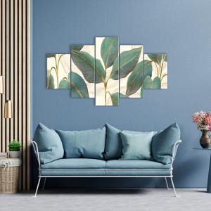 Lupia - Quadro Moderno VOGUE 66x115 cm GREEN FLOWERS a 5 Pezzi, Stampe Artistiche modulari e Digitali, Pannelli in Legno Ecologico MDF, Pronti da Appendere, Soggiorno e Camera da letto, Ufficio del brand Lupia, categoria: Arredo e decorazioni > Quadri e Tele > Quadri a pannelli, disponibile su Vorreishop.