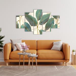 Lupia - Quadro Moderno VOGUE 66x115 cm GREEN FLOWERS a 5 Pezzi, Stampe Artistiche modulari e Digitali, Pannelli in Legno Ecologico MDF, Pronti da Appendere, Soggiorno e Camera da letto, Ufficio del brand Lupia, categoria: Arredo e decorazioni > Quadri e Tele > Quadri a pannelli, disponibile su Vorreishop.