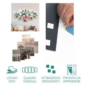 Lupia - Quadro Moderno VOGUE 66x115 cm GREEN FLOWERS a 5 Pezzi, Stampe Artistiche modulari e Digitali, Pannelli in Legno Ecologico MDF, Pronti da Appendere, Soggiorno e Camera da letto, Ufficio del brand Lupia, categoria: Arredo e decorazioni > Quadri e Tele > Quadri a pannelli, disponibile su Vorreishop.