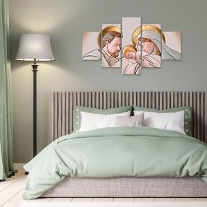 Quadro Sacra famiglia 5 pezzi in legno VOGUE 66X115 cm The Kiss Ceramic del brand Lupia, categoria: Arredo e decorazioni > Quadri e Tele > Quadri a pannelli.