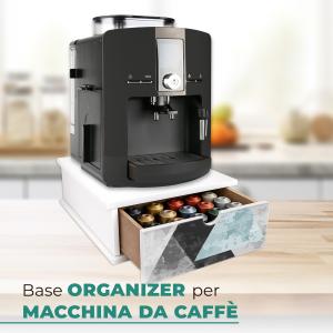 Organizer Per Capsule Caffè A 2 Livelli - Cassetto Da Bancone Con Capacità 60 Capsule K-Cup, Struttura In Legno E Metallo, Facile Da Montare, 32,7x32x14 Cm, Design Salvaspazio