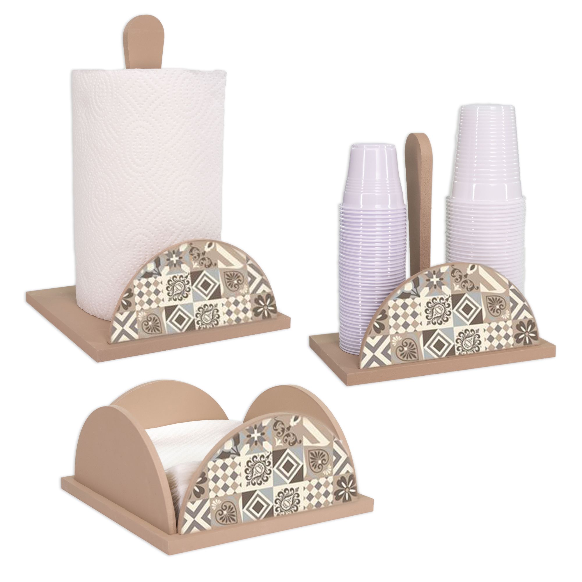 Set 3 Pezzi EDITACASA: Porta Bicchieri, Porta Tovaglioli E Porta Rotolo - Stile Moderno, Nero - Foto 9