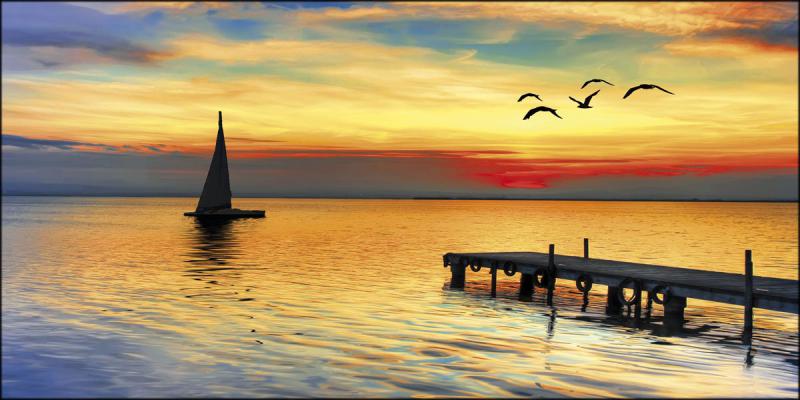 Quadro su tela canvas DEEP 100X180 DOCK AND BOAT del brand Lupia, categoria: Arredo e decorazioni > Quadri e Tele > Quadri su tela, disponibile su Vorreishop.