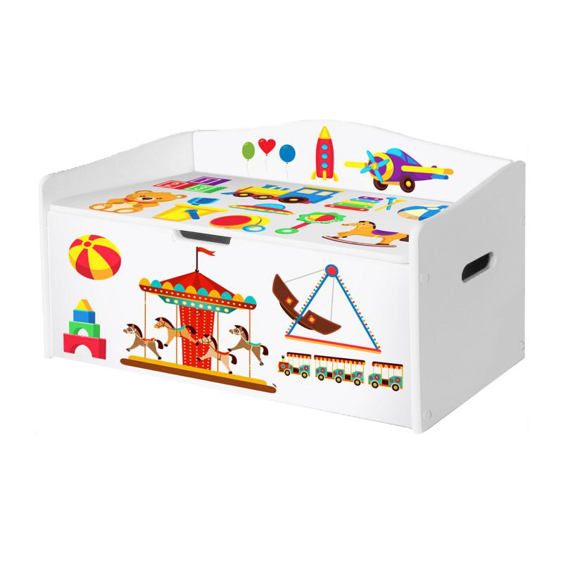 Baule portagiochi in legno per bambini con stampa organizer Carosello L68xP28xH40 cm CAROUSEL del brand Lupia, categoria: Complementi d'arredo > Mobili, Cassettiere, Bauletti > Contenitori porta giocattoli, disponibile su Vorreishop.