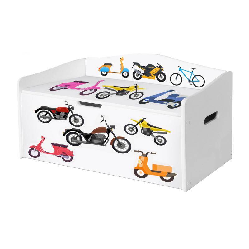 Baule portagiochi in legno per bambini con stampa organizer L68xP28xH40 cm MOTO del brand Lupia, categoria: Complementi d'arredo > Mobili, Cassettiere, Bauletti > Contenitori porta giocattoli, disponibile su Vorreishop.