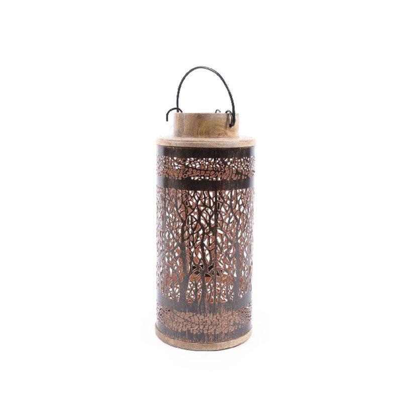 Lanterna Traforata Bronzo In Legno e Ferro con manico 16,5X37 cm del brand Lupia, categoria: Complementi d'arredo > Illuminazione > Lanterne e candele, disponibile su Vorreishop.