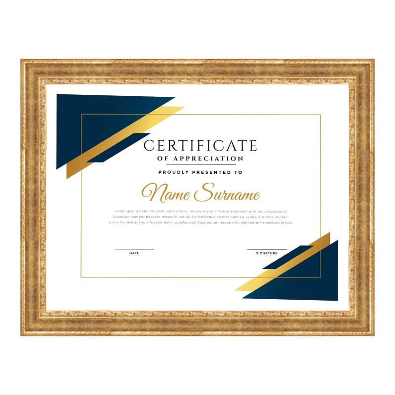 Cornice per attestati, pergamene, diplomi ROVESCIA BAROCCO ORO - 21x29,7 cm A4 del brand Lupia, categoria: Arredo e decorazioni > Cornici e Portafoto > Cornici per attestati e diplomi, disponibile su Vorreishop.