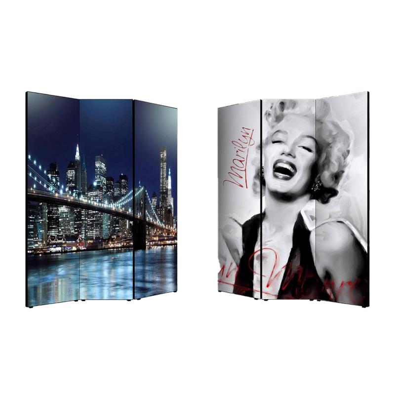 Separe' Divisorio Paravento AMERICA 176x135,6x3,2 cm 3 Ante in Legno con Tela stampata Fronte Retro bifacciale del brand Lupia, categoria: Complementi d'arredo > Paraventi e separÃ¨ > Paraventi decorativi bifacciali, disponibile su Vorreishop.