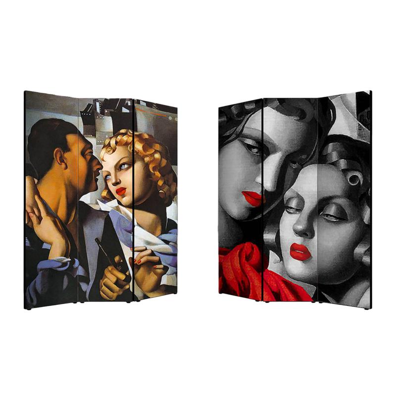 Separe' Divisorio Paravento ART DECO 176x135,6x3,2 cm 3 Ante in Legno con Tela stampata Fronte Retro bifacciale del brand Lupia, categoria: Complementi d'arredo > Paraventi e separÃ¨ > Paraventi decorativi bifacciali, disponibile su Vorreishop.
