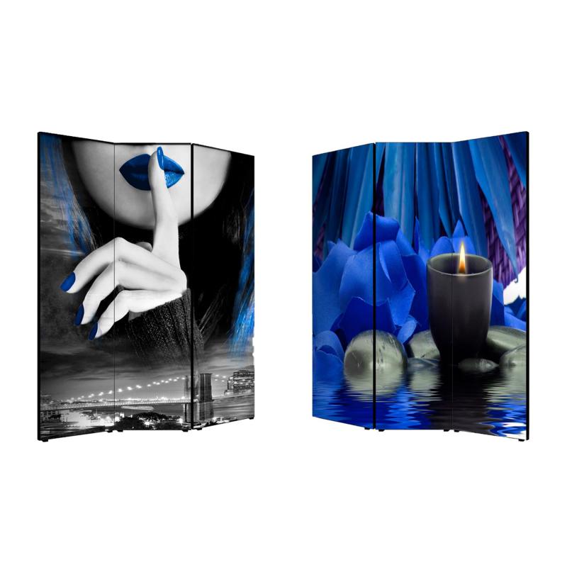 Separe' Divisorio Paravento BLUE 176x135,6x3,2 cm 3 Ante in Legno con Tela stampata Fronte Retro bifacciale del brand Lupia, categoria: Complementi d'arredo > Paraventi e separÃ¨ > Paraventi decorativi bifacciali, disponibile su Vorreishop.