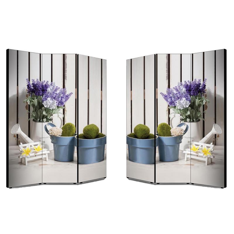 Separe' Divisorio Paravento BLUE POTS 176x135,6x3,2 cm 3 Ante in Legno con Tela stampata Fronte Retro bifacciale del brand Lupia, categoria: Complementi d'arredo > Paraventi e separÃ¨ > Paraventi decorativi bifacciali, disponibile su Vorreishop.
