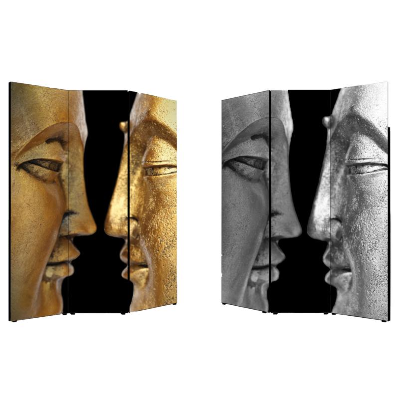 Separe' Divisorio Paravento BUDDHA'S PROFILES 176x135,6x3,2 cm 3 Ante in Legno con Tela stampata Fronte Retro bifacciale del brand Lupia, categoria: Complementi d'arredo > Paraventi e separÃ¨ > Paraventi decorativi bifacciali, disponibile su Vorreishop.