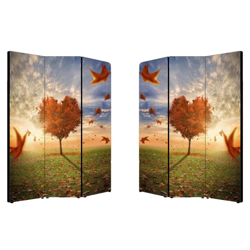 Separe' Divisorio Paravento FOGLIE AL VENTO 176x135,6x3,2 cm 3 Ante in Legno con Tela stampata Fronte Retro bifacciale del brand Lupia, categoria: Complementi d'arredo > Paraventi e separÃ¨ > Paraventi decorativi bifacciali, disponibile su Vorreishop.
