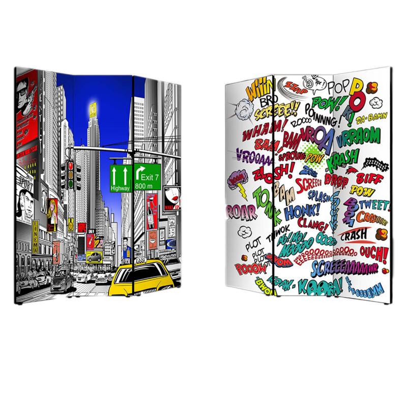 Separe' Divisorio Paravento FUMETTISTICO 176x135,6x3,2 cm 3 Ante in Legno con Tela stampata Fronte Retro bifacciale del brand Lupia, categoria: Complementi d'arredo > Paraventi e separÃ¨ > Paraventi decorativi bifacciali, disponibile su Vorreishop.