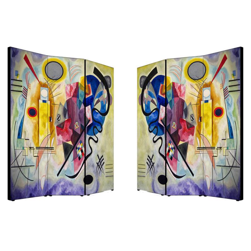 Separe' Divisorio Paravento KANDINSKI JEAN ROUGE BLEAU 176x135,6x3,2 cm 3 Ante in Legno con Tela stampata Fronte Retro bifacciale del brand Lupia, categoria: Complementi d'arredo > Paraventi e separÃ¨ > Paraventi decorativi bifacciali, disponibile su Vorreishop.