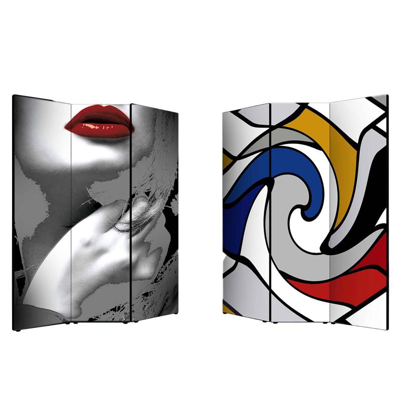 Separe' Divisorio Paravento MODERNO 176x135,6x3,2 cm 3 Ante in Legno con Tela stampata Fronte Retro bifacciale del brand Lupia, categoria: Complementi d'arredo > Paraventi e separÃ¨ > Paraventi decorativi bifacciali, disponibile su Vorreishop.