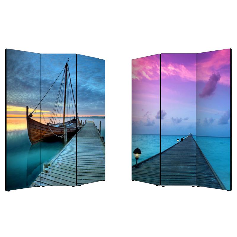 Separe' Divisorio Paravento MOLO 176x135,6x3,2 cm 3 Ante in Legno con Tela stampata Fronte Retro bifacciale del brand Lupia, categoria: Complementi d'arredo > Paraventi e separÃ¨ > Paraventi decorativi bifacciali, disponibile su Vorreishop.