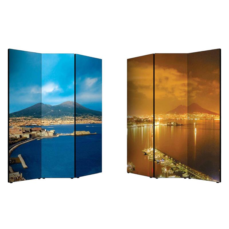 Separe' Divisorio Paravento NAPOLI 176x135,6x3,2 cm 3 Ante in Legno con Tela stampata Fronte Retro bifacciale del brand Lupia, categoria: Complementi d'arredo > Paraventi e separÃ¨ > Paraventi decorativi bifacciali, disponibile su Vorreishop.
