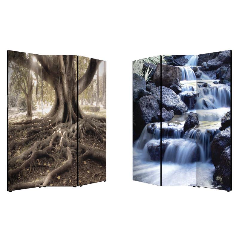 Separe' Divisorio Paravento NATURA 176x135,6x3,2 cm 3 Ante in Legno con Tela stampata Fronte Retro bifacciale del brand Lupia, categoria: Complementi d'arredo > Paraventi e separÃ¨ > Paraventi decorativi bifacciali, disponibile su Vorreishop.