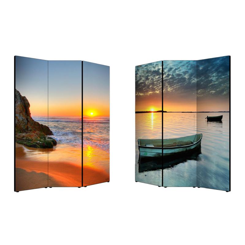Separe' Divisorio Paravento ORIZZONTE 176x135,6x3,2 cm 3 Ante in Legno con Tela stampata Fronte Retro bifacciale del brand Lupia, categoria: Complementi d'arredo > Paraventi e separÃ¨ > Paraventi decorativi bifacciali, disponibile su Vorreishop.