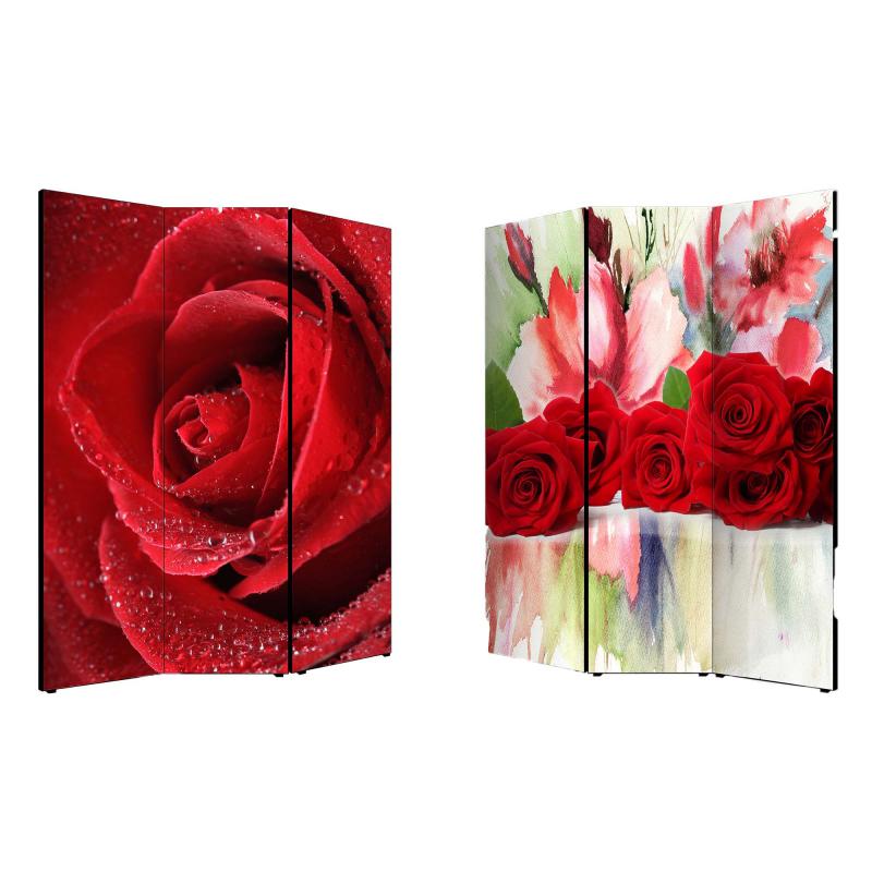 Separe' Divisorio Paravento ROSES 176x135,6x3,2 cm 3 Ante in Legno con Tela stampata Fronte Retro bifacciale del brand Lupia, categoria: Complementi d'arredo > Paraventi e separÃ¨ > Paraventi decorativi bifacciali, disponibile su Vorreishop.