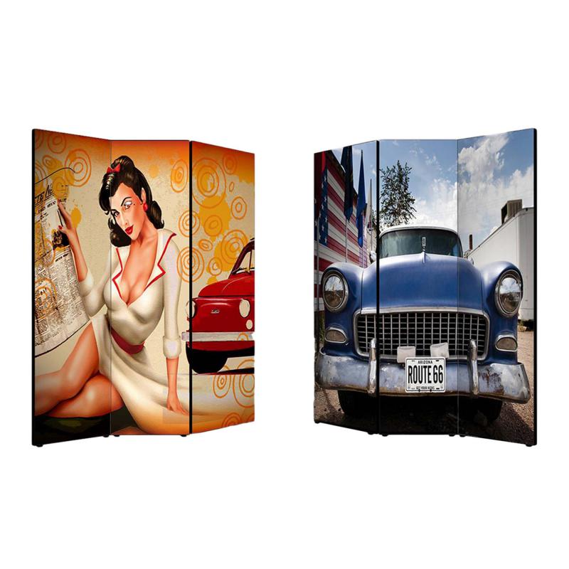 Separe' Divisorio Paravento VINTAGE 176x135,6x3,2 cm 3 Ante in Legno con Tela stampata Fronte Retro bifacciale del brand Lupia, categoria: Complementi d'arredo > Paraventi e separÃ¨ > Paraventi decorativi bifacciali, disponibile su Vorreishop.