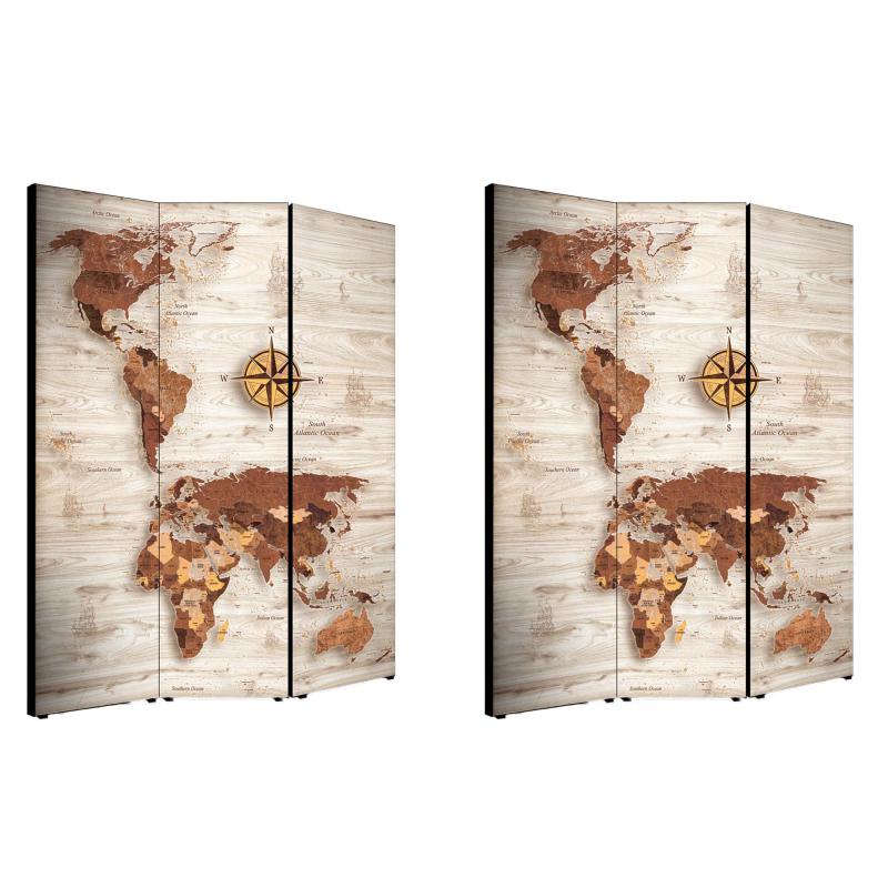 Separe' Divisorio Paravento WORLD'S MAP BROWN 176x135,6x3,2 cm 3 Ante in Legno con Tela stampata Fronte Retro bifacciale del brand Lupia, categoria: Complementi d'arredo > Paraventi e separÃ¨ > Paraventi decorativi bifacciali, disponibile su Vorreishop.