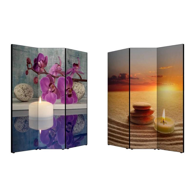Separe' Divisorio Paravento ZEN 176x135,6x3,2 cm 3 Ante in Legno con Tela stampata Fronte Retro bifacciale del brand Lupia, categoria: Complementi d'arredo > Paraventi e separÃ¨ > Paraventi decorativi bifacciali, disponibile su Vorreishop.