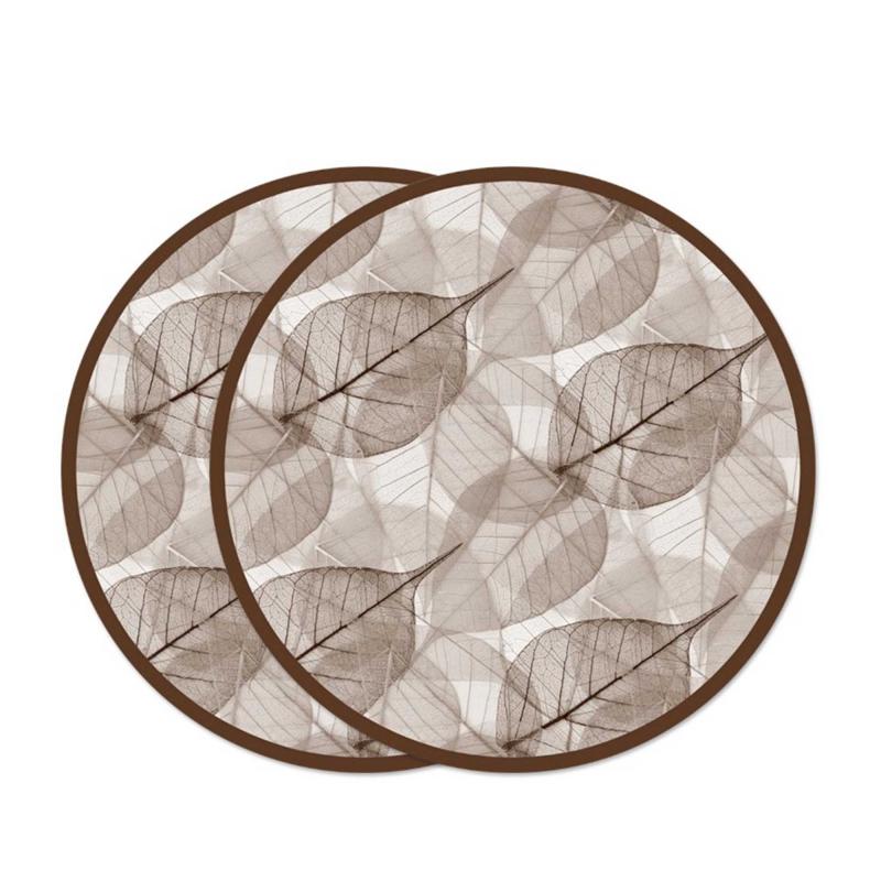 Sottotutto decorato in Legno Rotondo Sotto bicchiere, piatto, pentola LEAVES BROWN - 20 cm Set 2 pz del brand Lupia, categoria: Tavola e cucina > Accessori per la Tavola > Sottopentole, Sottopiatti e Sottobicchieri, disponibile su Vorreishop.