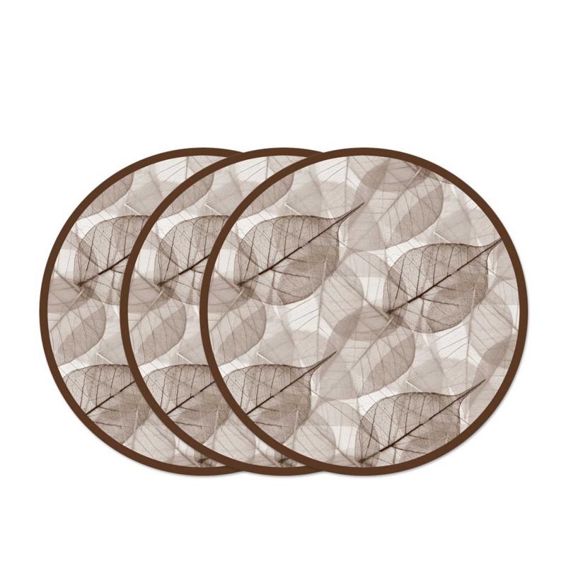 Sottotutto decorato in Legno Rotondo Sotto bicchiere, piatto, pentola LEAVES BROWN - 10 cm Set 3 pz del brand Lupia, categoria: Tavola e cucina > Accessori per la Tavola > Sottopentole, Sottopiatti e Sottobicchieri, disponibile su Vorreishop.