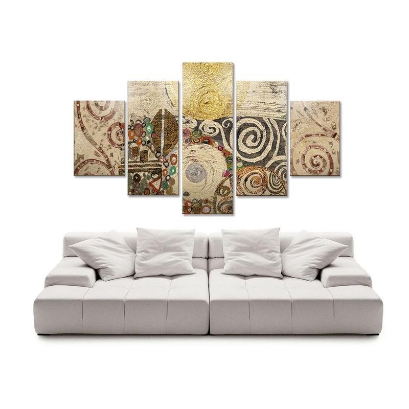 Quadro moderno 5 pezzi su tela Grande Vogue 105x160 cm Composition Style Klimt del brand Lupia, categoria: Arredo e decorazioni > Quadri e Tele > Quadri a pannelli.