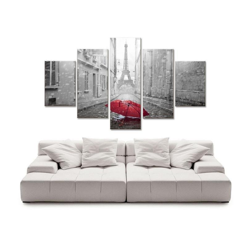 Quadro moderno 5 pezzi su tela Grande Vogue 105x160 cm Parapluie A Paris del brand Lupia, categoria: Arredo e decorazioni > Quadri e Tele > Quadri a pannelli.