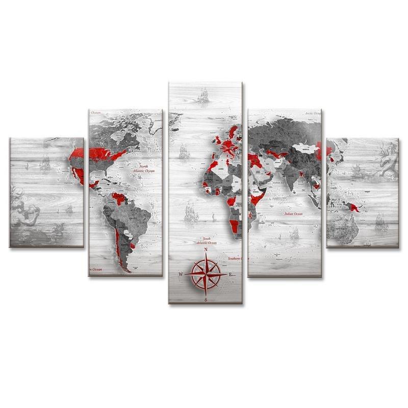 Quadro moderno 5 pezzi su tela Grande Vogue 105x160 cm World's Map White del brand Lupia, categoria: Arredo e decorazioni > Quadri e Tele > Quadri a pannelli, disponibile su Vorreishop.