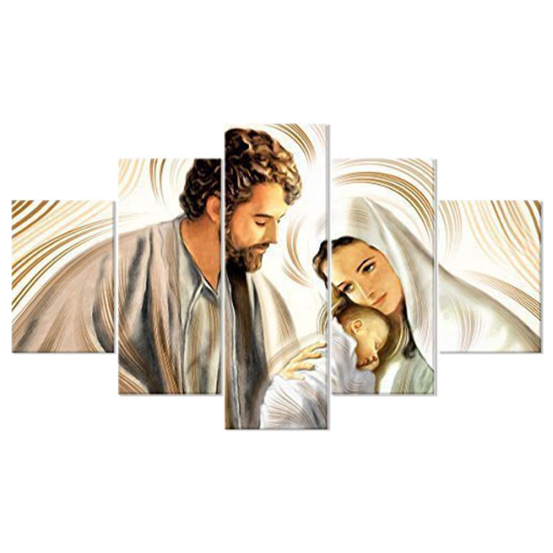Quadro Sacra Famiglia 5 pezzi in legno VOGUE 66X115 cm NATIVITY Brown del brand Lupia, categoria: Arredo e decorazioni > Quadri e Tele > Quadri a pannelli.