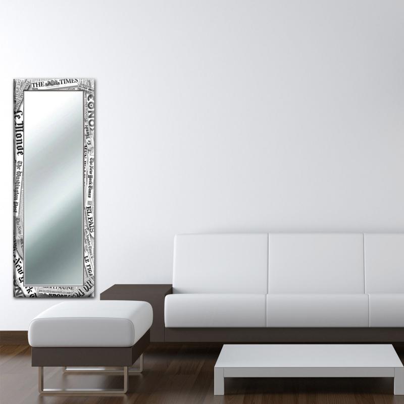 Specchio da parete moderno lungo JOURNAL 44x127 cm con cornice stampata - Journal Black del brand Lupia, categoria: Complementi d'arredo > Specchi e specchiere > Specchi da parete.